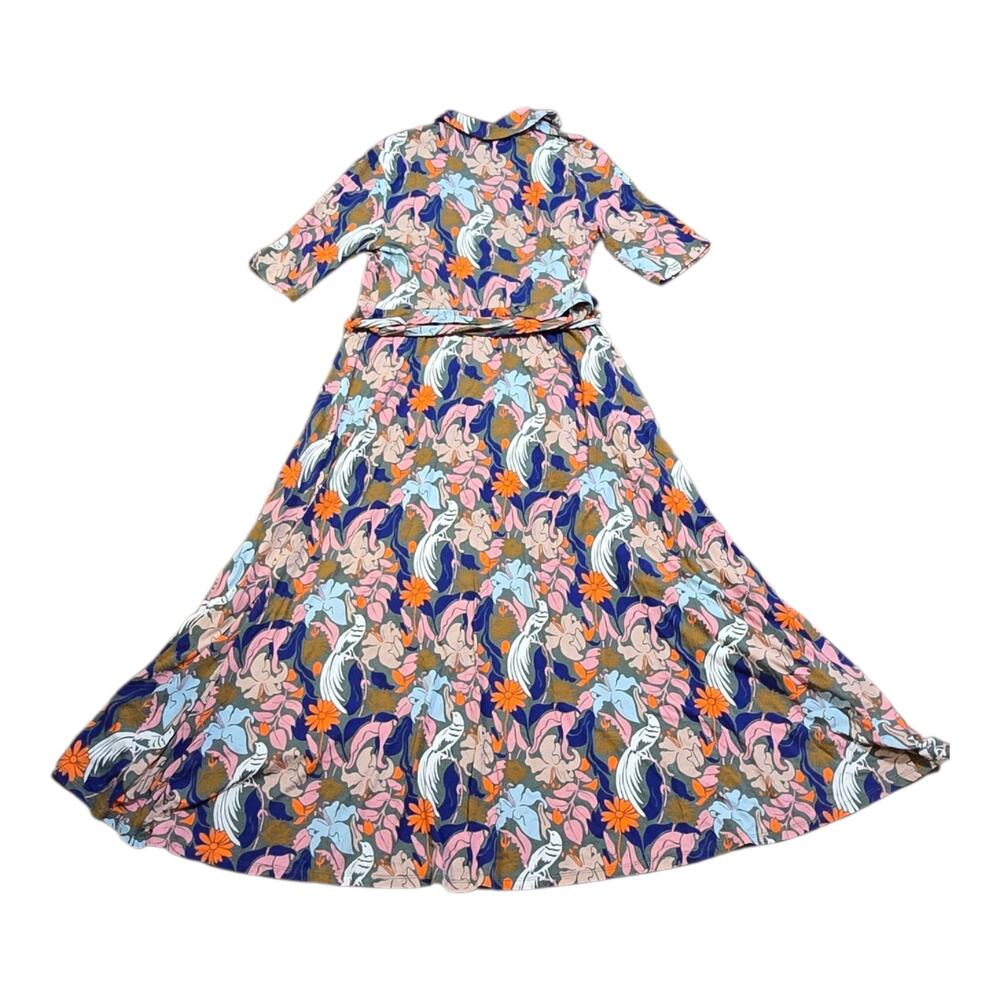 Boden Bold Botanical Tropical Bird Maxi Wrap Dress Size 8R - Picture 2 of 5